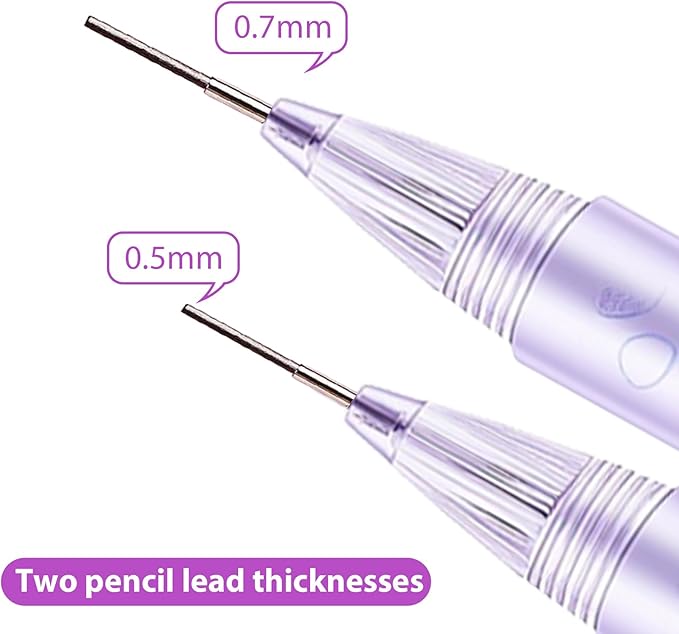 6Pcs Cute Purple Cherry Blossom Mechanical Pencils 0.5mm&0.7mm Mechanical Pencil Kawaii Pencils School Pencil for Students Women Office School Suppies