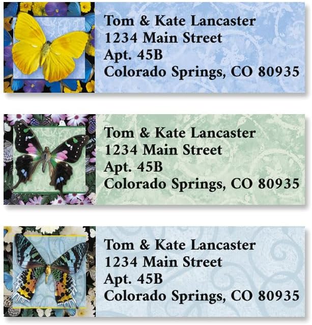 Colorful Images Brilliant Butterflies Classic Return Address Labels (6 Designs) - Personalize with Name & Addresses, Set of 240 Self Adhesive, Easy Peel Flat Label Sheets, 5/8" x 2", 6 Designs