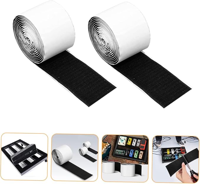 Toddmomy 2rolls Hook and Pedal Tape for Guitar Pedal Board Adhesive Mounting Strips Easy to Cut and for Musicians