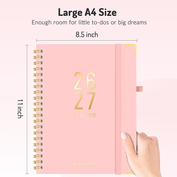 Jul 2026 - Dec 2027 Planner, Forvencer 18 Month Academic Planner 2026-2027, 8.5" x 11", Calendar Planner Weekly and Monthly, Daily Agenda Book, School Supplies for Student Teacher, A4, Dark Purple