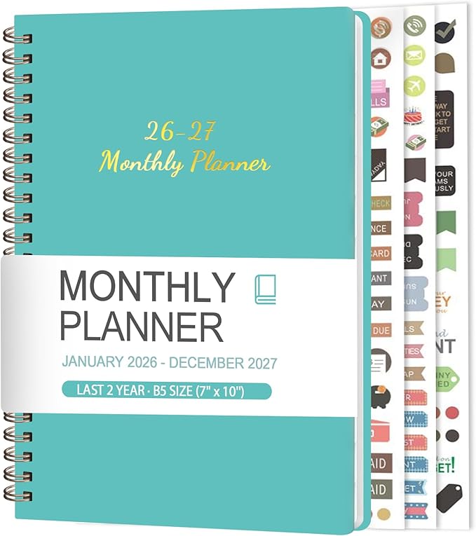 Monthly Planner 2026-2027, 2 Year Calendar 2026-2027 (Jan 2026 - Dec 2027), 7" x 10", 26-27 Monthly Calendar Planner, 24-Month Planning Book for Home School Office Supplies