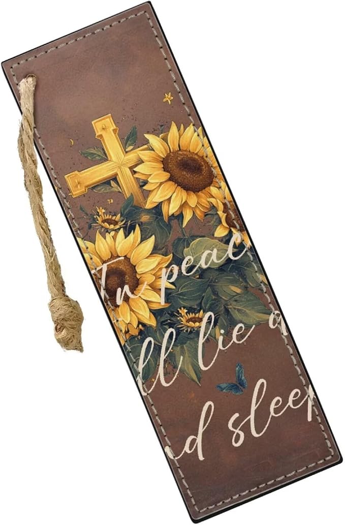 Autumn Cross Sunflower Bookmarks for Book Lovers Bookmark Turtle 2 PCS Leather Bookmarks for Women, Men, Book Lovers, Page Markers for Students Teachers Reading