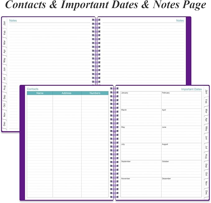 2026-2027 Monthly Planner - 15 Monthly Calendar, April 2026 - June 2027, Two Pages Per Month, 9" x11" Planner with Tabs, Strong Twin-Wire Binding, Inner Pocket, Purple