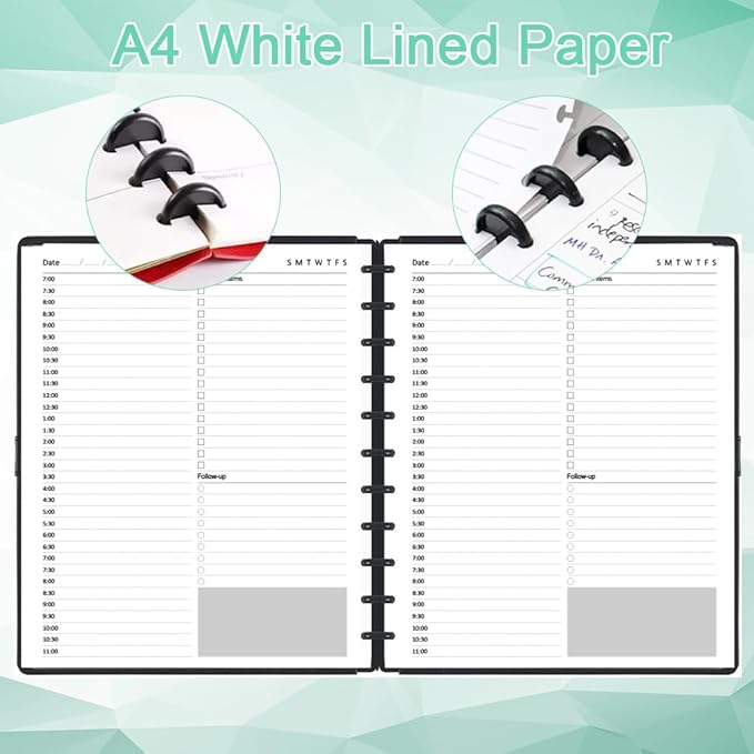 Letter Size Undated Daily Planner Refills, A4 Disc Paper for TUL System, 11 Disc Planner Inserts, Total 100 Sheets/200 Pages, College Ruled, 8.5 X 11 Inch, Undated Planners Refills