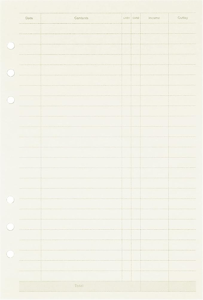 Zelten 1 Pack A5 45 Sheets/90 Pages Finance Loose Leaf Punched Paper Refills Paper for 6 Hole Binder Personal Organizer Diary Notebook Refillable Planner
