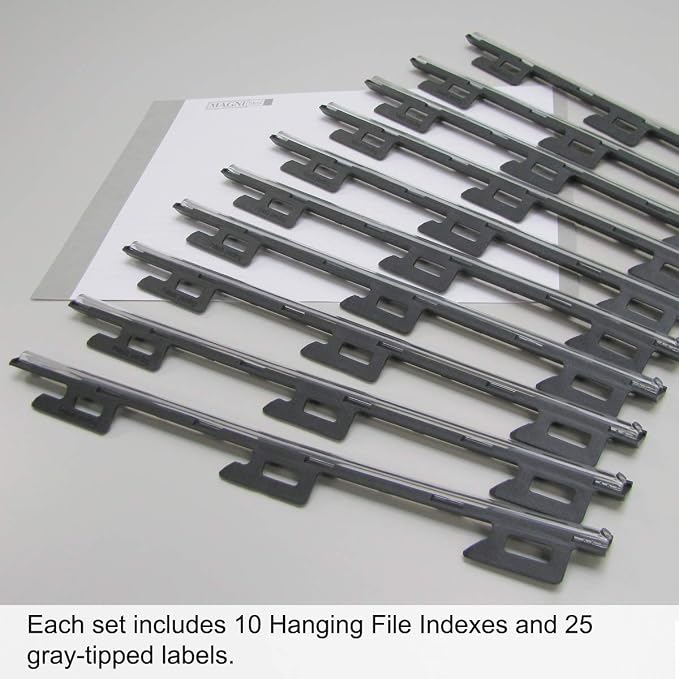 New Ultimate Office MagniFile Insertable Hanging File Folder Tabs. Indexes that Double The Size of Your File Titles to Find Files Fast! (Set of 10), Black