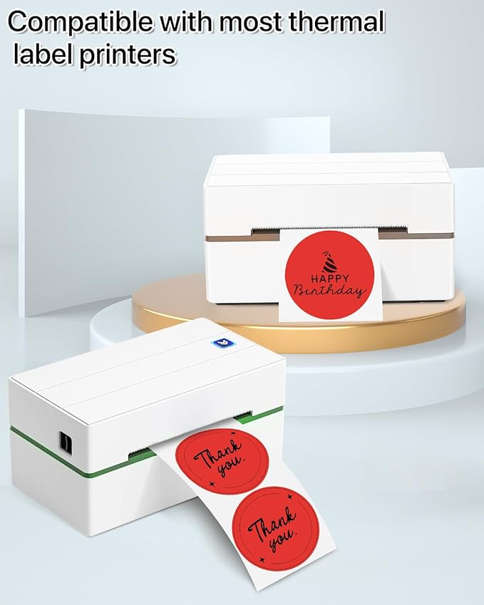 iEager 3 Inch Circle Thermal Sticker Labels, Self-Adhesive Round Direct Thermal Label, Multi-Purpose Roll Thermal Stickers, 500 Labels, Red