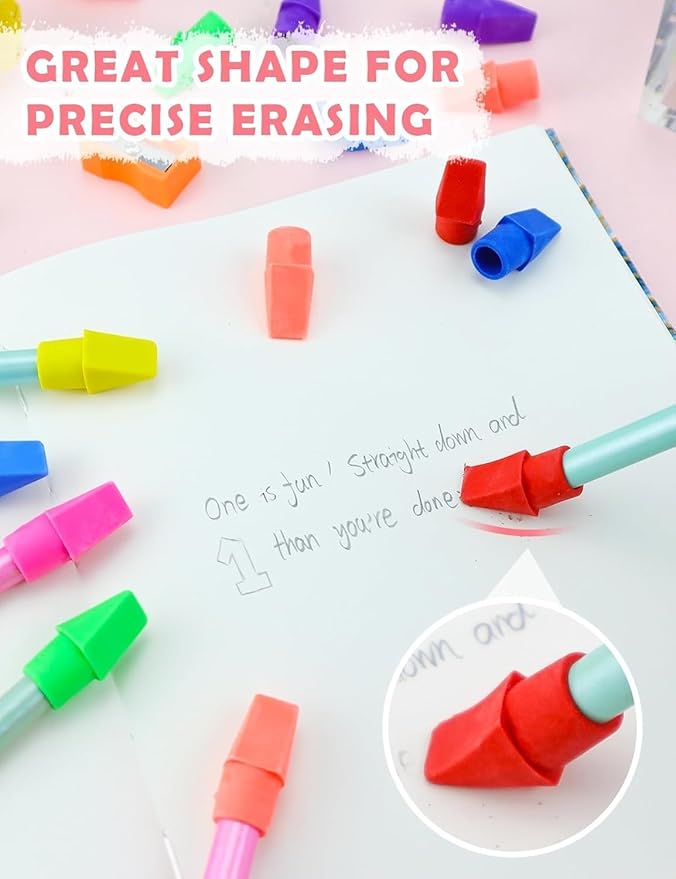 20PCS Colorful Pencil Eraser caps - Perfect as Pencil top Eraser for Students, Art Drawing, Teachers, and School or Office Supplies - Durable and Suitable for Both Kids and Adults