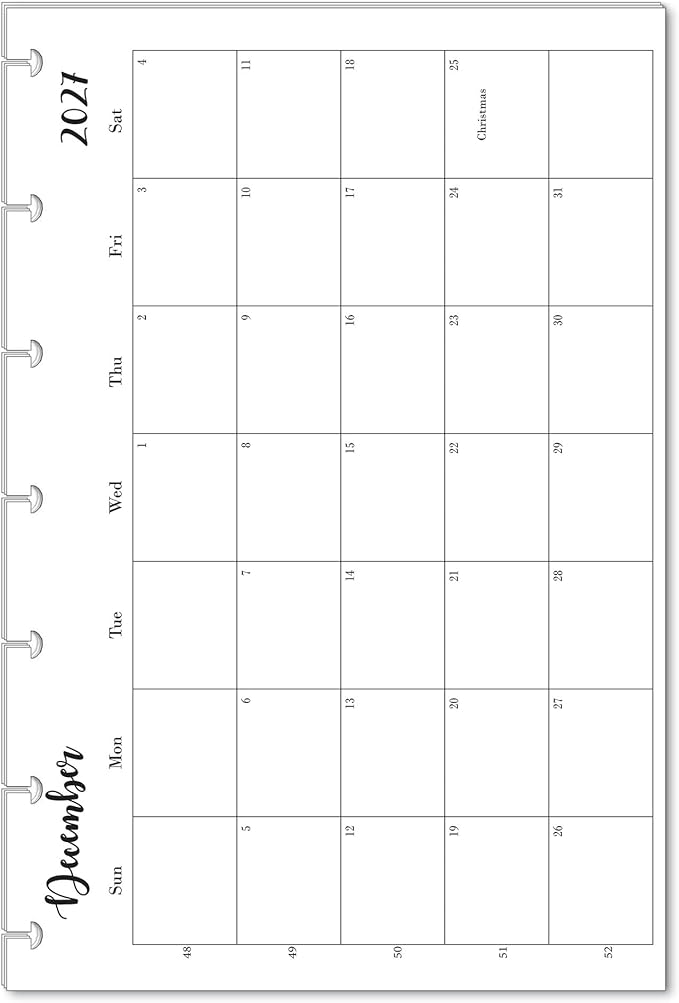 2027 Monthly Refills for 7-Disc Planners, Monthly Calendar for Mini Size Planners FeroniArt Inserts Compatible with Happy Planner ARC and TUL (7-Disc)