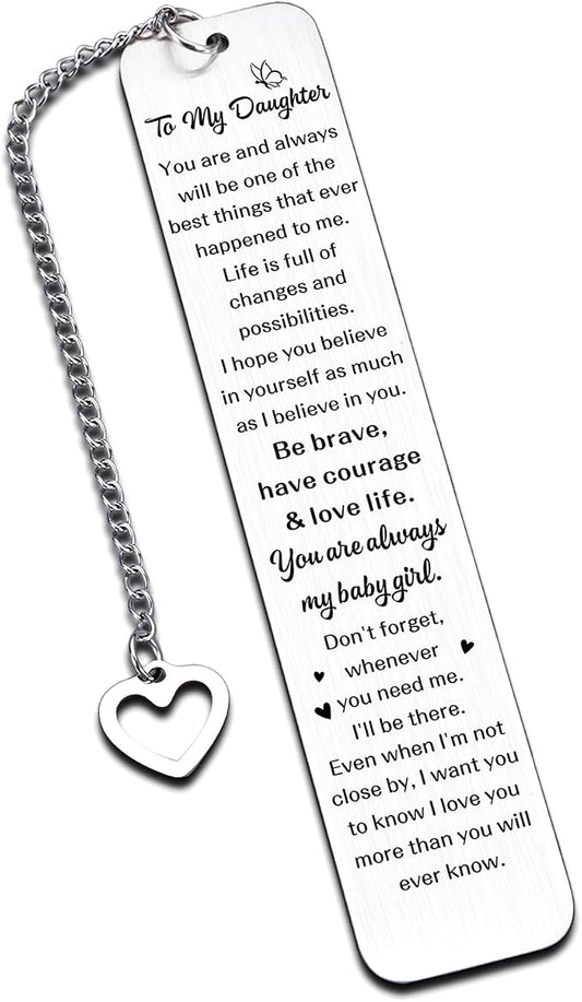 Daughter Graduation Gifts, Bookmark Gifts for Daughter, Daughters Bookmark Gift from Mom Dad, Birthday Gift for Daughters Teen Girls College, Inspirational Giift to My Daughterr from Mom Dad
