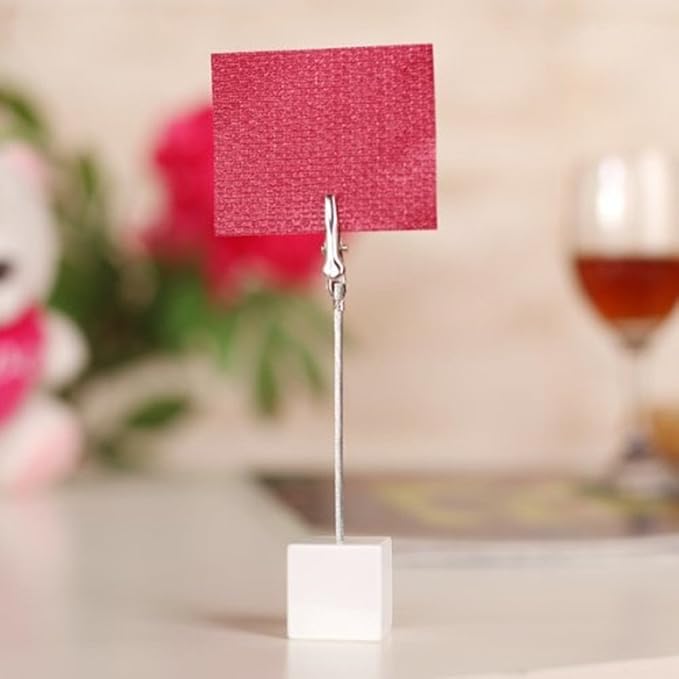 Xiaoyztan Memo Clips Holder,White Cube Table Number Holders,Paper Note Clip for Office Home Use, Office Memo Holders, Desk Accessories and Workspace Organizers,Pack of 10