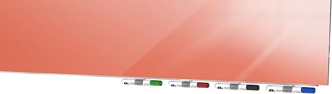 Aria 2'H x 3'W Low Profile 1/4" Glass Whiteboard - Horizontal Peach - 4 Markers and Eraser