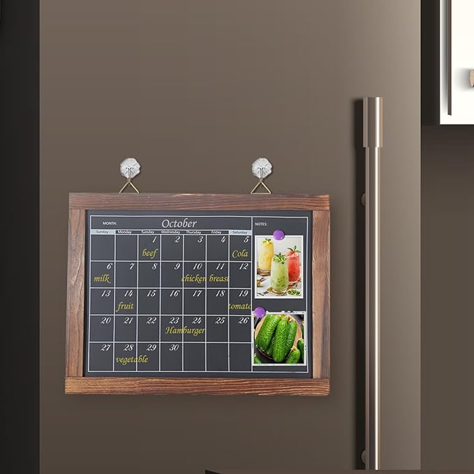 KOOLDE Chalkboard Calendar Magnetic Board Monthly Planning Board for Kitchen Wall, Reusable Planner Chart for Family Blackboard Calendar for Record Daily Tasks List 12'' x 16''