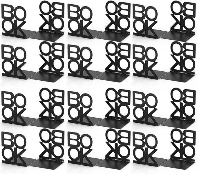 Book Ends,Bulk 12 Pair Bookends Folding Book Ends Metal Bookend (12 Pair)