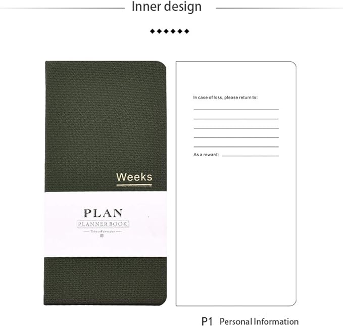 Undated Pocket Weekly Planner Schedule Organizer Agenda Year Month Week Plan A6 Notebooks (A6 undated planner Blue+Green)