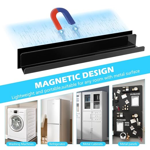 2 Pcs Magnetic Book Shelf for Whiteboard, Magnetic Book Holder File Rack with a Pen Container and Two Hook Acrylic Book Shelves Metal Floating Book Display Shelf for Teacher Kids Room Office