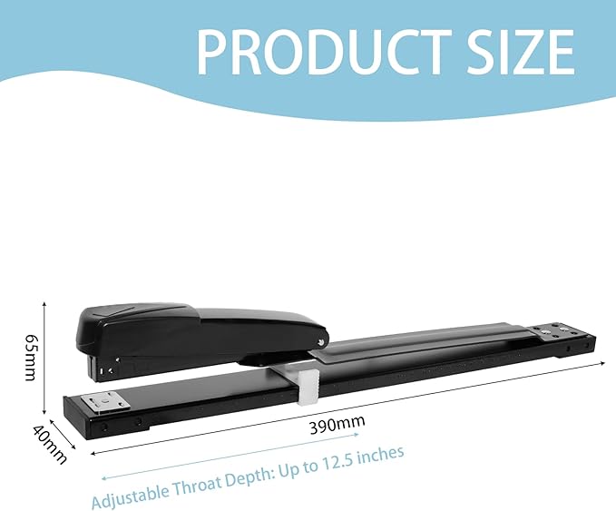 Long Reach Stapler with 1600 Staples, Saddle Stitch Binding Stapler Fits Various Paper Sizes, 50 Sheets Capacity, Long Stapler for Booklets or Book Binding