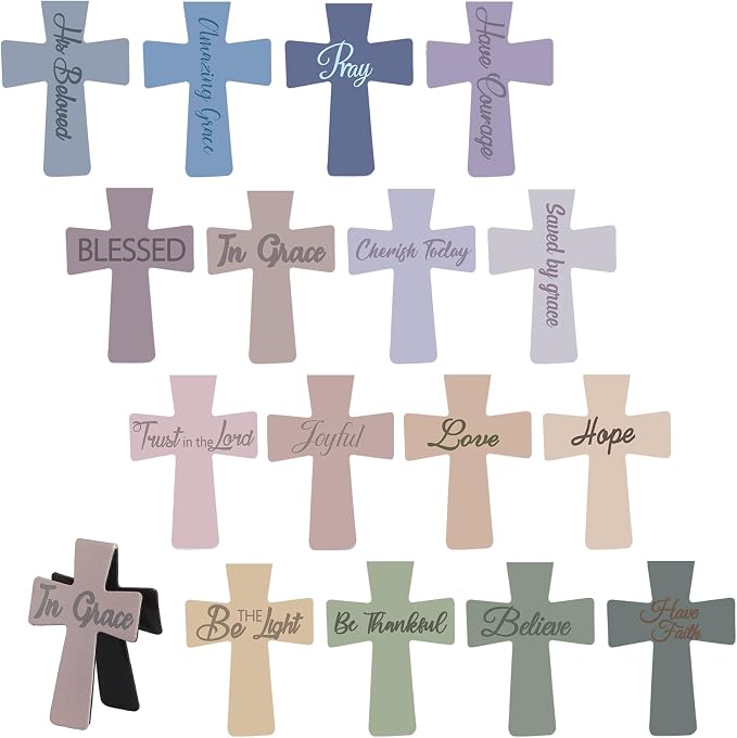 Outus 48 Pieces Magnetic Bookmarks Cross Christian Magnetic Page Markers Religious Bible Verses Bookmarks for Mother's Day Women Student School Reading Gifts Church Bible Study Group (Marble Style)