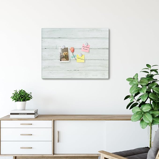 Wooden Planks Print Magnetic Surface Dry Erase Board, 30 x 20 inches Decorative White Board for Wall with Design, Frameless Dry Erase Board for Wall（Plank,5075,1pc）