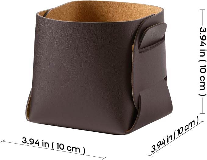HOMIEAZICOZI 2-Pack Cork Leather Desk Accessories Storage - Pencil Pen Holder - Makeup Brush Holder Organizer - Stylish Addition to Home Decor (Coffee)