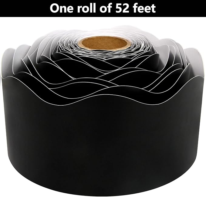 Fancy Land Black Bulletin Board Border Black Scalloped Borders for Classroom Decor Back to School Supplies 52Ft
