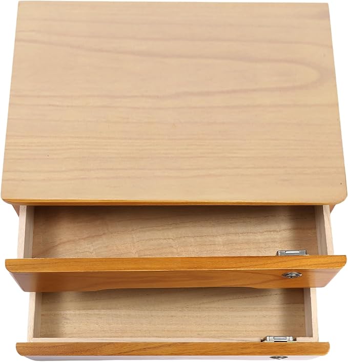 Desktop Storage Organizer Countertop Storage Cabinet with Lockable Drawers Wooden Desk Organizer for Office Supplies File Jewelry Accessories (2 Tiers)