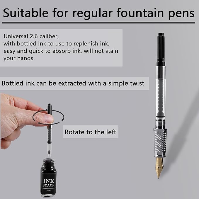 Fountain Pen Screw Ink Drawer Ink Converter Screw-in Style Universal European Standard 2.6mm Converter for Writing and Correction Supplies (20pcs)