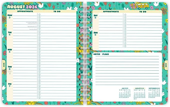 Good Vibes | 2027 6 x 7.75 Inch 18 Months Weekly Desk Planner | Foil Stamped Cover | July 2026 - December 2027 | Plato | Planning Stationery