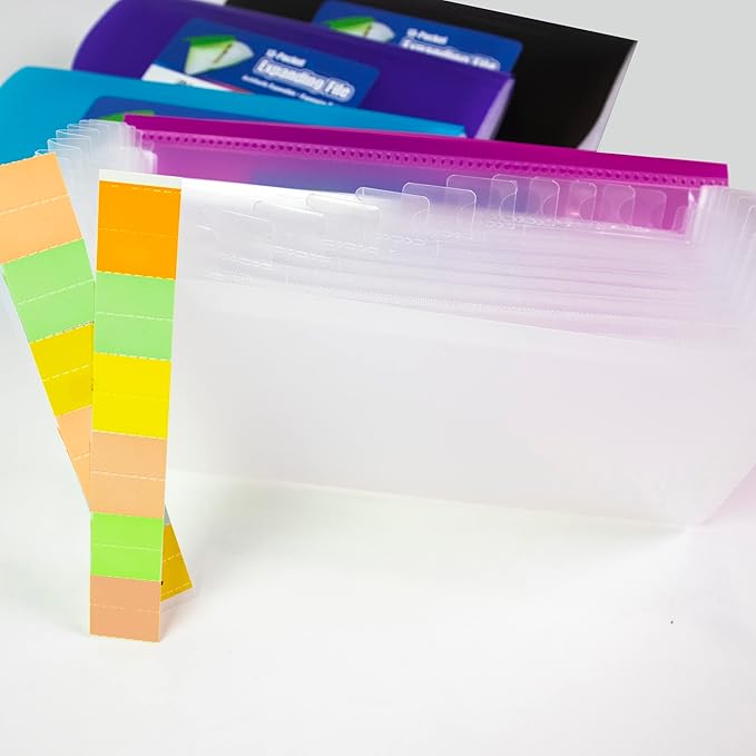 BAZIC Products Expanding File Folder 13 Pockets, Coupon Size Plastic File Folders w/Color Tabs Pocket, Home Office Supplies, Check Bills Receipts Organizer, 72-Packs