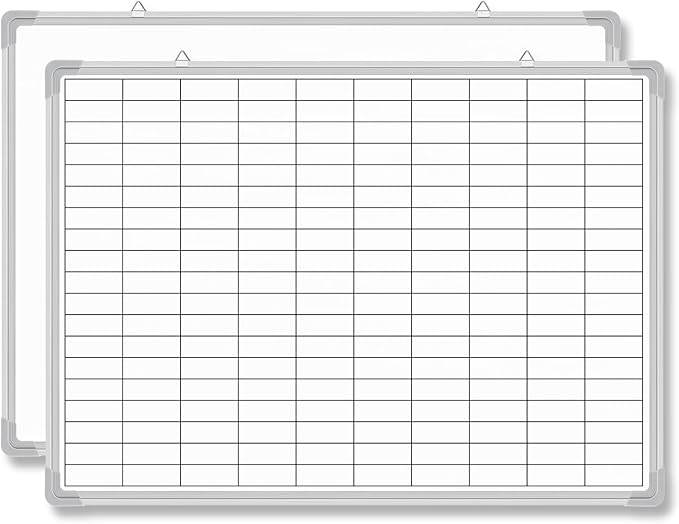 AmazingSpark Lined Whiteboard Blank Grid Aluminum Frame Dry Erase Board Reusable Wall Mounted Board for Scheduling, to Do Lists Weekly Planning Home Work(24 x 18 Inch,Whiteboard with Grid)