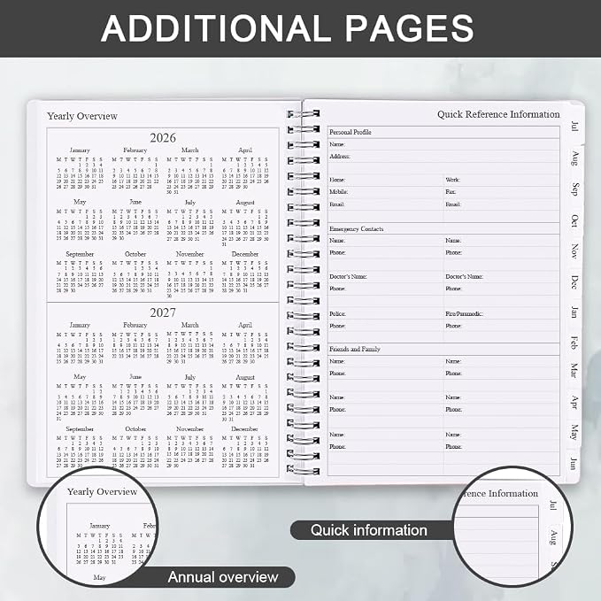 2026-2027 Planner - Academic Planner 2026 2027 for Women & Men, July 2026 - June 2027, Monthly and Weekly Calender with 12 Monthly Tabs, 6.4" x 8.5", Black