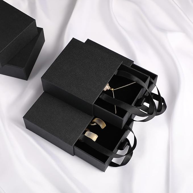 40 pcs paper boxes 9 x 9 x 3.5 cm, black luxury gift storage, jewelry gift storage box for earrings necklaces bracelets rings