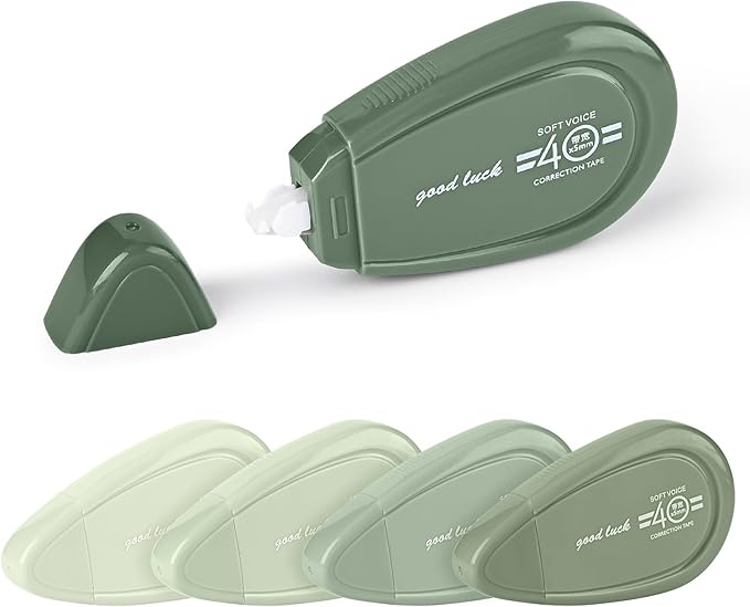 5pcs White Correction Out Tape, 32.81 Feet Cute Correction Tape for Instant Corrections, Easy to Use Applicator for Office and School Supplies (Green)