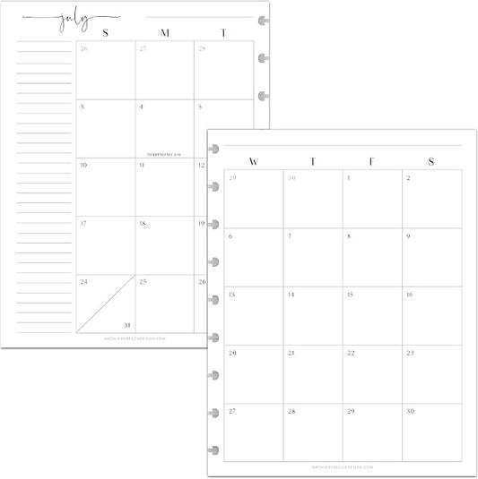 BetterNote July 2026 - June 2027 Academic HOURLY Calendar for Disc Notebook, Fits Levenger Circa, Big Happy Planner, Staples Arc, TUL, Discbound (9-Disc, 7"x9.25", Modern)