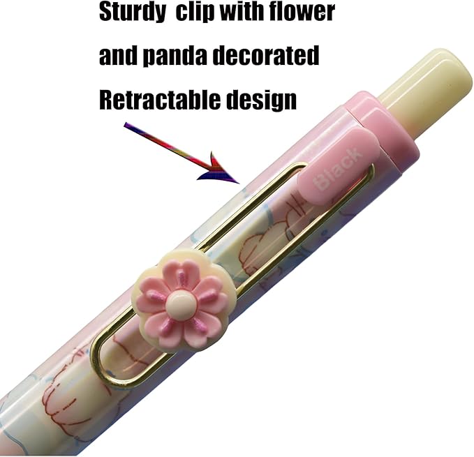 8 PCS Novelty Panda Sakura Erasable Pens Erasable Gel Pens With Black Ink For School Office Christmas Birthday Party
