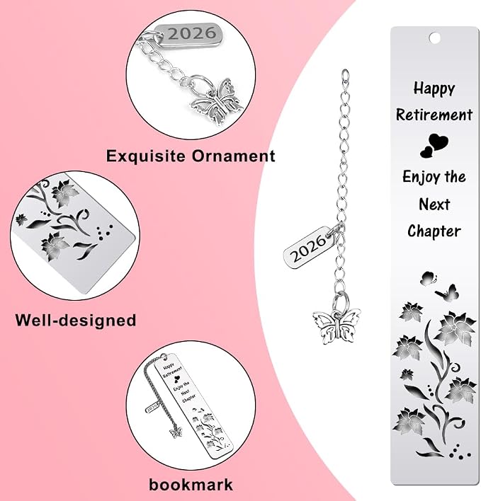 Quimoy Happy Retirement Bookmark 2026, Best Gifts for Retirement, Retirement Gift for Woman Coworker Employee Boss Leader Friends Retired Teacher Nurse, Funny Retirement Gifts for Book Lovers