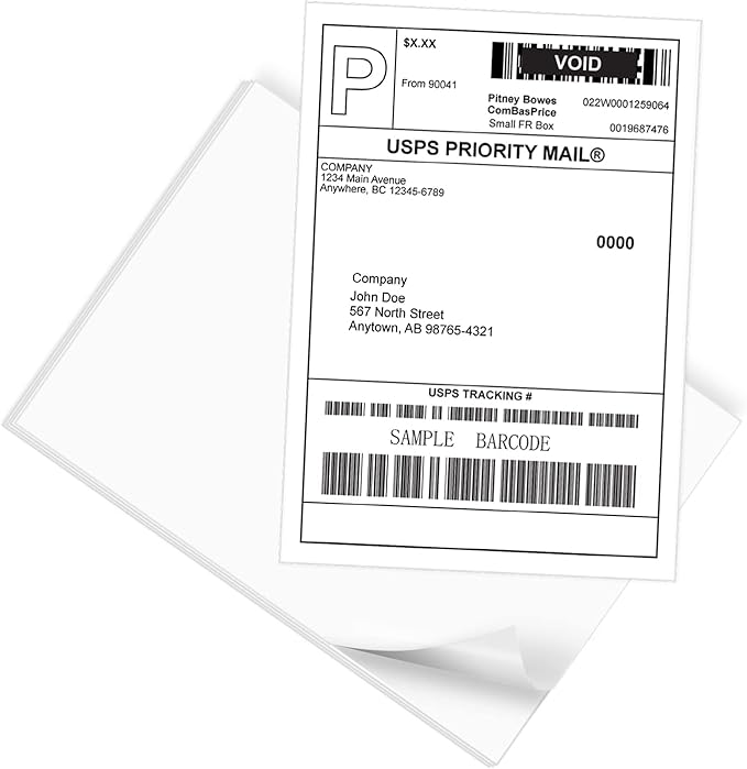 9527 Product Full Sheet Shipping Labels, 8-1/2" x 11" Blank White Sticker Paper, Self Adhesive Address Labels for Laser/Inkjet Printers, 1000 Labels