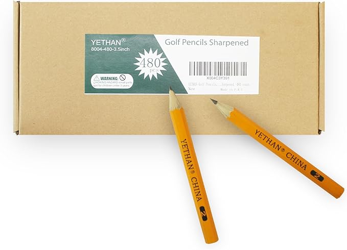 Golf Pencils, Half Pencil, 3.5" Mini Pencils, #2 HB Hexagon, Pre-sharpened, Back to school, 480 count.