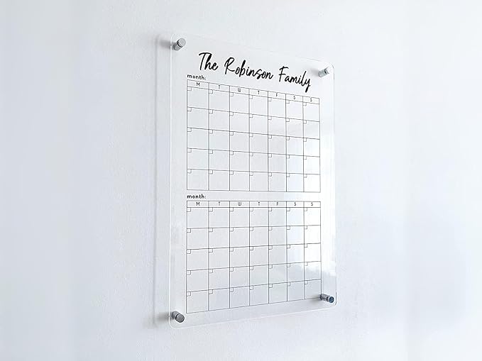 Two Month Wall Calendar Vertical - Personalized 2026 Planner, Family Organizer with Marker, Custom Wall Calendar for Home or Office Housewarming or New Home Gift