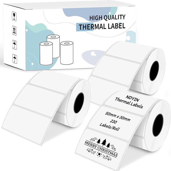 Thermal Labels for N20 Label Maker,1.97"x1.18"(50x30mm), 230 Labels/Roll, for Barcode, Address, Mailing, Logo, Business, Name Tag, 3 Rolls