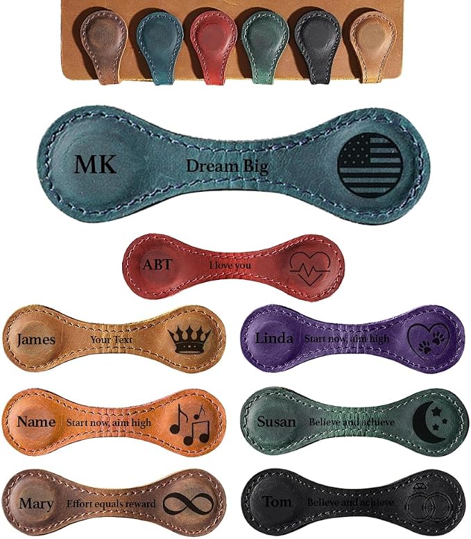 Leather Magnetic Bookmark, Personalized Leather Bookmark, Custom Leather Bookmark, Customized Magnet Bookmarks, Handmade, Reader gift, gift for him, gift for her