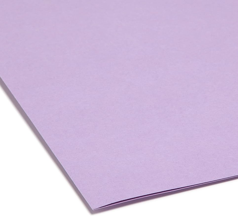 Smead File Folder, Reinforced Straight-Cut Tab, Letter Size, Lavender, 100 per Box (12410)