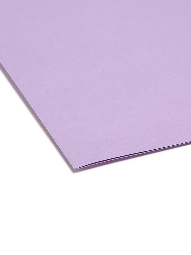 Smead File Folder, Reinforced 1/3-Cut Tab, Letter Size, Lavender, 100 per Box (12434)