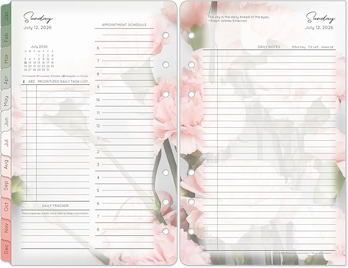 FranklinCovey - Blooms Ring-Bound Planner Refill - Two Page Per Day (Compact, Jul 2026 - Jun 2027)