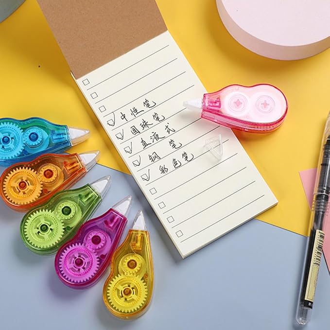 Lurrose 12pcs Correction Tape Set 12m Large Capacity Small Portable Correction Tapes for Students School Supplies Cute Stationery for Study and Office Use