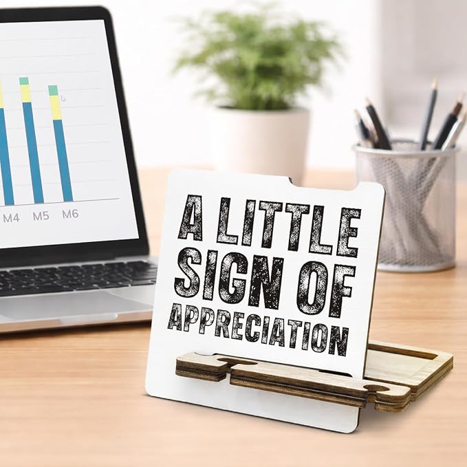 Appreciation Gifts for Coworker - Multi-functional Desk Organizer - Inspirational Office Appreciation Quote Wooden Sign for Office Desk Shelf Decor