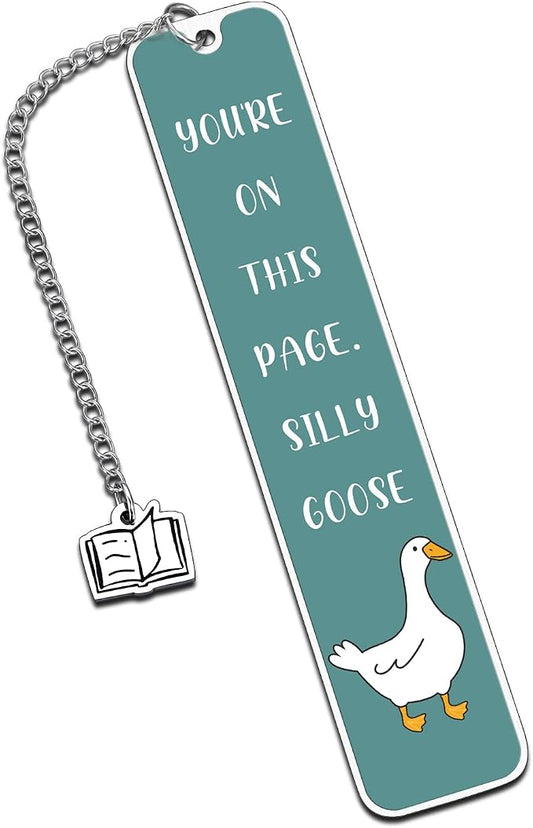 Aiseavril Cadeau Green Goose Bookmark - Stainless Steel - 1 pc for Book Lovers