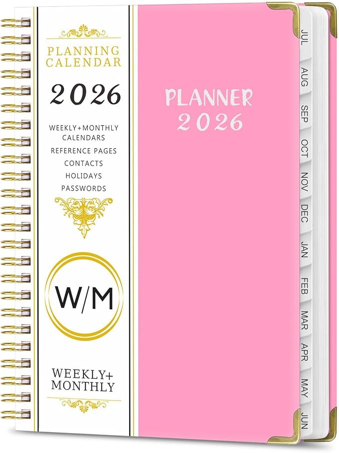 2026 Planner, Weekly and Monthly Academic Year 2026 Calendar(January 2026- December 2026), Agenda Book for School Stuedent, Teacher, Home, Office (Pink(JAN2026-DEC2026))