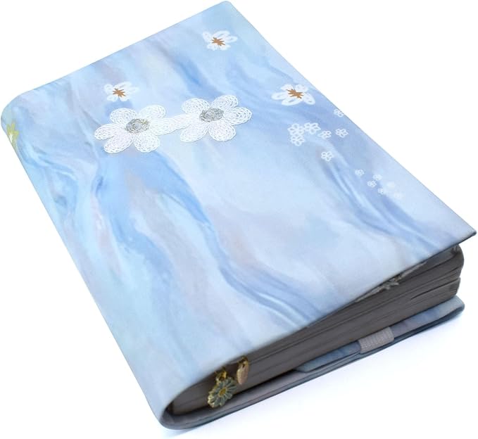 BLBMH 5x8 Book Cover | Handmade Non-Stretch Fabric Sleeve with Bookmark | for Paperback Bible Journal | Privacy Reading Gift for Women - Flower B
