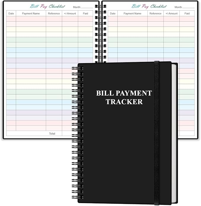 Bill Payment Checklist - Monthly Bill Organizer & Planner for Personal Budgeting Financial, Bill Payment Tracker Notebook, 5.8" x 8.5", Black